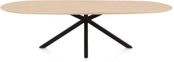 Henders & Hazel Caletta Eetkamertafel ovaal 270 x 110 cm. - eiken blad - centrale kruispoot rough off black - natural Naturel Eettafel