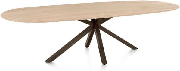 Henders & Hazel Caletta Eetkamertafel ovaal 270 x 110 cm. - eiken blad - centrale kruispoot steelbrown - natural Naturel Eettafel