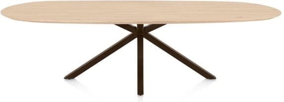 Henders & Hazel Caletta Eetkamertafel ovaal 270 x 110 cm. - eiken blad - centrale kruispoot steelbrown - natural Naturel Eettafel