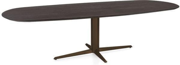 Henders & Hazel Caletta Eetkamertafel ovaal 270 x 110 cm. - eiken blad - centrale teenpoot steelbrown - burned antique silver Bruin Eettafel