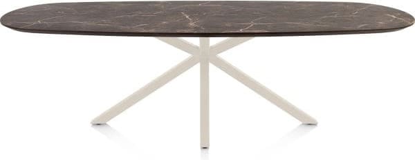 Henders & Hazel Caletta Eetkamertafel ovaal 270 x 110 cm. - hpl primo laminato blad - centrale kruispoot crème - middenbruin  Eettafel