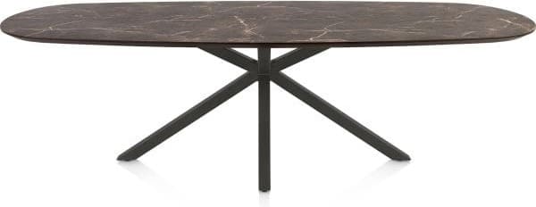 Henders & Hazel Caletta Eetkamertafel ovaal 270 x 110 cm. - hpl primo laminato blad - centrale kruispoot graphiet - middenbruin Eettafel