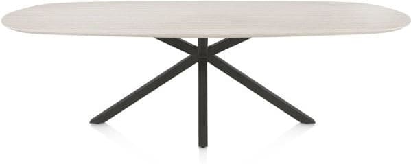 Henders & Hazel Caletta Eetkamertafel ovaal 270 x 110 cm. - hpl primo laminato blad - centrale kruispoot graphiet - travertin Beige|Wit Eettafel
