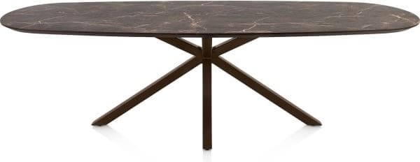 Henders & Hazel Caletta Eetkamertafel ovaal 270 x 110 cm. - hpl primo laminato blad - centrale kruispoot steelbrown - middenbruin Eettafel