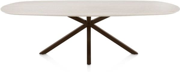 Henders & Hazel Caletta Eetkamertafel ovaal 270 x 110 cm. - hpl primo laminato blad - centrale kruispoot steelbrown - travertin Beige|Wit Eettafel