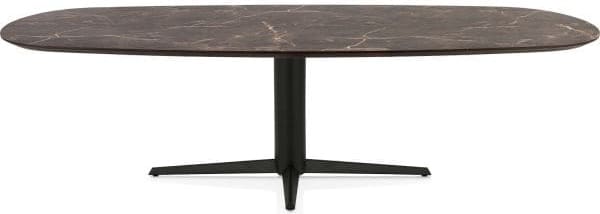 Henders & Hazel Caletta Eetkamertafel ovaal 270 x 110 cm. - hpl primo laminato blad - centrale teenpoot rough off black - middenbruin Eettafel