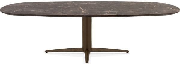 Henders & Hazel Caletta Eetkamertafel ovaal 270 x 110 cm. - hpl primo laminato blad - centrale teenpoot steelbrown - middenbruin Eettafel