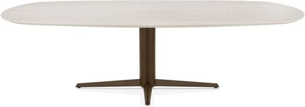 Henders & Hazel Caletta Eetkamertafel ovaal 270 x 110 cm. - hpl primo laminato blad - centrale teenpoot steelbrown - travertin Beige|Wit Eettafel