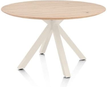 Henders & Hazel Caletta Eetkamertafel rond 120 cm. - eiken blad - centrale kruispoot crème - natural Naturel Eettafel
