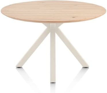 Henders & Hazel Caletta Eetkamertafel rond 120 cm. - eiken blad - centrale kruispoot crème - natural Naturel Eettafel