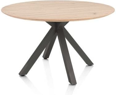 Henders & Hazel Caletta Eetkamertafel rond 120 cm. - eiken blad - centrale kruispoot graphiet - natural Naturel Eettafel