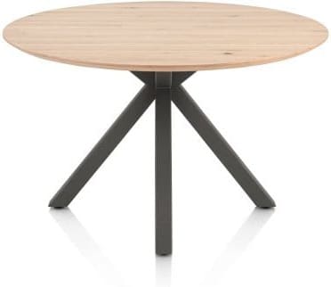 Henders & Hazel Caletta Eetkamertafel rond 120 cm. - eiken blad - centrale kruispoot graphiet - natural Naturel Eettafel