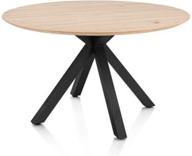 Henders & Hazel Caletta Eetkamertafel rond 120 cm. - eiken blad - centrale kruispoot rough off black - natural Naturel Eettafel