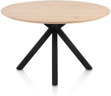Henders & Hazel Caletta Eetkamertafel rond 120 cm. - eiken blad - centrale kruispoot rough off black - natural Naturel Eettafel