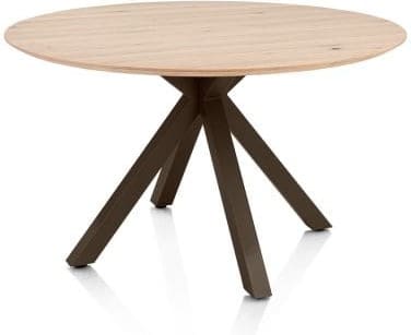 Henders & Hazel Caletta Eetkamertafel rond 120 cm. - eiken blad - centrale kruispoot steelbrown - natural Naturel Eettafel