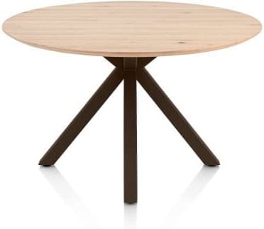 Henders & Hazel Caletta Eetkamertafel rond 120 cm. - eiken blad - centrale kruispoot steelbrown - natural Naturel Eettafel