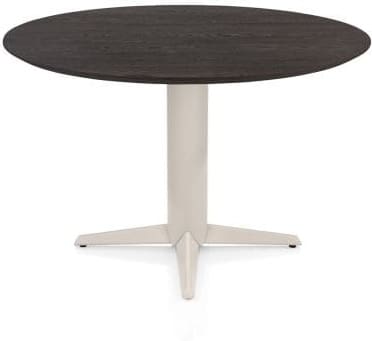 Henders & Hazel Caletta Eetkamertafel rond 120 cm. - eiken blad - centrale teenpoot crème - burned antique silver Bruin Eettafel