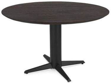 Henders & Hazel Caletta Eetkamertafel rond 120 cm. - eiken blad - centrale teenpoot rough off black - burned antique silver Bruin Eettafel