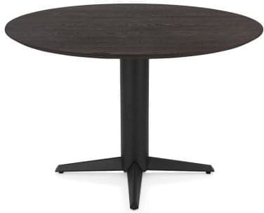 Henders & Hazel Caletta Eetkamertafel rond 120 cm. - eiken blad - centrale teenpoot rough off black - burned antique silver Bruin Eettafel