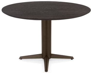 Henders & Hazel Caletta Eetkamertafel rond 120 cm. - eiken blad - centrale teenpoot steelbrown - burned antique silver Bruin Eettafel