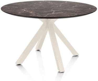 Henders & Hazel Caletta Eetkamertafel rond 120 cm. - hpl primo laminato blad - centrale kruispoot crème - middenbruin Eettafel