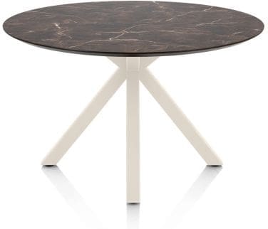 Henders & Hazel Caletta Eetkamertafel rond 120 cm. - hpl primo laminato blad - centrale kruispoot crème - middenbruin Eettafel
