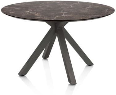 Henders & Hazel Caletta Eetkamertafel rond 120 cm. - hpl primo laminato blad - centrale kruispoot graphiet - middenbruin Eettafel