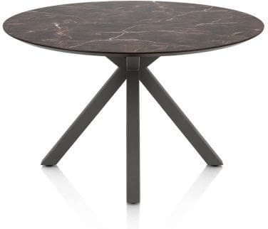 Henders & Hazel Caletta Eetkamertafel rond 120 cm. - hpl primo laminato blad - centrale kruispoot graphiet - middenbruin Eettafel