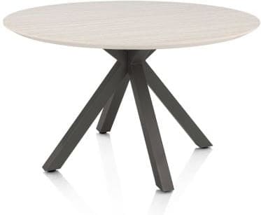 Henders & Hazel Caletta Eetkamertafel rond 120 cm. - hpl primo laminato blad - centrale kruispoot graphiet - travertin Beige|Wit Eettafel
