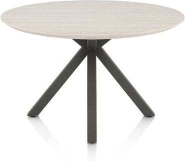 Henders & Hazel Caletta Eetkamertafel rond 120 cm. - hpl primo laminato blad - centrale kruispoot graphiet - travertin Beige|Wit Eettafel