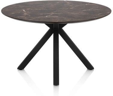 Henders & Hazel Caletta Eetkamertafel rond 120 cm. - hpl primo laminato blad - centrale kruispoot rough off black - middenbruin Eettafel