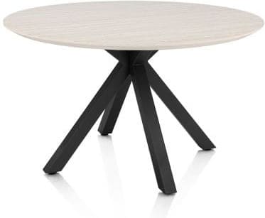 Henders & Hazel Caletta Eetkamertafel rond 120 cm. - hpl primo laminato blad - centrale kruispoot rough off black - travertin Beige|Wit Eettafel