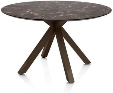 Henders & Hazel Caletta Eetkamertafel rond 120 cm. - hpl primo laminato blad - centrale kruispoot steelbrown - middenbruin Eettafel
