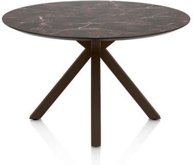 Henders & Hazel Caletta Eetkamertafel rond 120 cm. - hpl primo laminato blad - centrale kruispoot steelbrown - middenbruin Eettafel