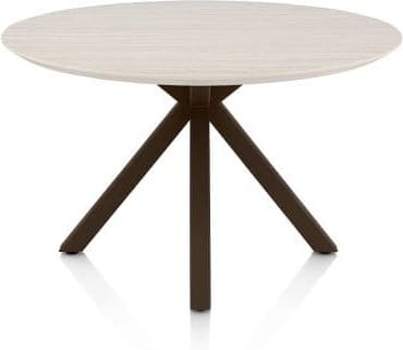 Henders & Hazel Caletta Eetkamertafel rond 120 cm. - hpl primo laminato blad - centrale kruispoot steelbrown - travertin Beige|Wit Eettafel
