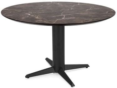 Henders & Hazel Caletta Eetkamertafel rond 120 cm. - hpl primo laminato blad - centrale teenpoot rough off black - middenbruin Eettafel