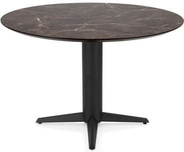 Henders & Hazel Caletta Eetkamertafel rond 120 cm. - hpl primo laminato blad - centrale teenpoot rough off black - middenbruin Eettafel