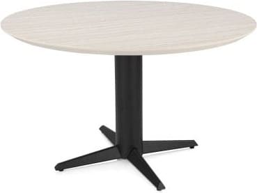 Henders & Hazel Caletta Eetkamertafel rond 120 cm. - hpl primo laminato blad - centrale teenpoot rough off black - travertin Beige|Wit Eettafel