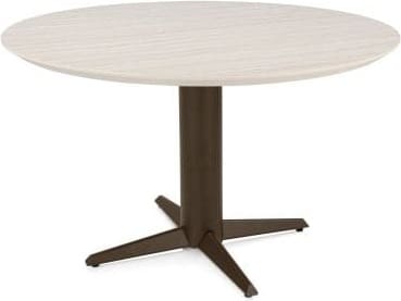 Henders & Hazel Caletta Eetkamertafel rond 120 cm. - hpl primo laminato blad - centrale teenpoot steelbrown - travertin Beige|Wit Eettafel