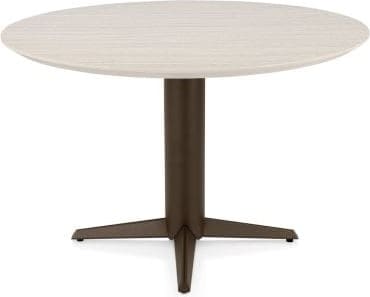 Henders & Hazel Caletta Eetkamertafel rond 120 cm. - hpl primo laminato blad - centrale teenpoot steelbrown - travertin Beige|Wit Eettafel