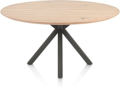 Henders & Hazel Caletta Eetkamertafel rond 150 cm. - eiken blad - centrale kruispoot graphiet - natural Naturel Eettafel