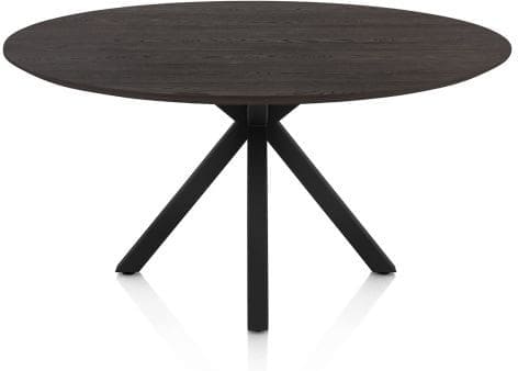 Henders & Hazel Caletta Eetkamertafel rond 150 cm. - eiken blad - centrale kruispoot rough off black - burned antique silver Bruin Eettafel