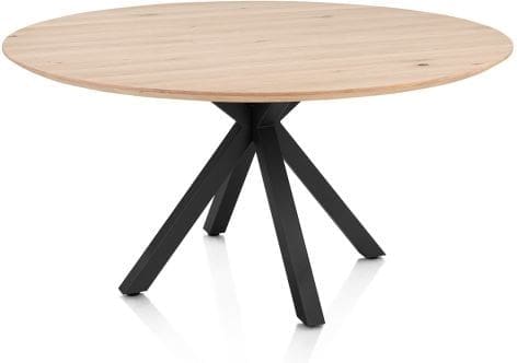 Henders & Hazel Caletta Eetkamertafel rond 150 cm. - eiken blad - centrale kruispoot rough off black - natural Naturel Eettafel