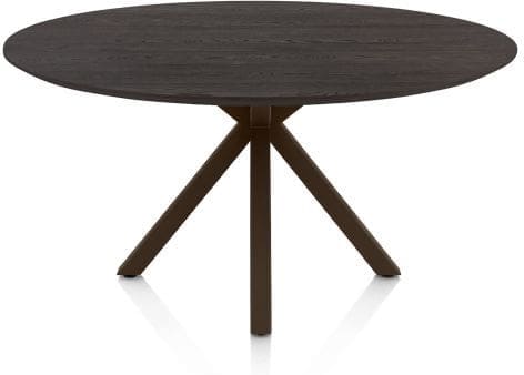 Henders & Hazel Caletta Eetkamertafel rond 150 cm. - eiken blad - centrale kruispoot steelbrown - burned antique silver Bruin Eettafel