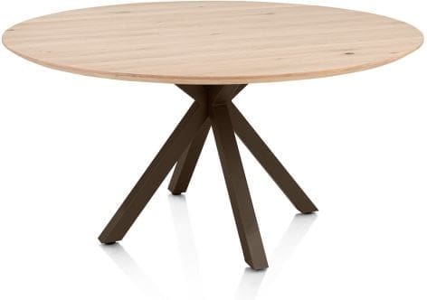 Henders & Hazel Caletta Eetkamertafel rond 150 cm. - eiken blad - centrale kruispoot steelbrown - natural Naturel Eettafel