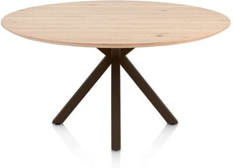 Henders & Hazel Caletta Eetkamertafel rond 150 cm. - eiken blad - centrale kruispoot steelbrown - natural Naturel Eettafel