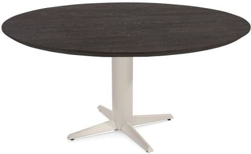 Henders & Hazel Caletta Eetkamertafel rond 150 cm. - eiken blad - centrale teenpoot crème - burned antique silver Bruin Eettafel