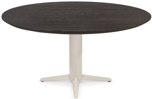 Henders & Hazel Caletta Eetkamertafel rond 150 cm. - eiken blad - centrale teenpoot crème - burned antique silver Bruin Eettafel