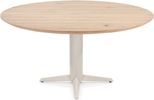 Henders & Hazel Caletta Eetkamertafel rond 150 cm. - eiken blad - centrale teenpoot crème - natural Naturel Eettafel
