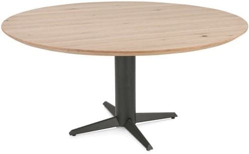 Henders & Hazel Caletta Eetkamertafel rond 150 cm. - eiken blad - centrale teenpoot graphiet - natural Naturel Eettafel